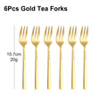 Axyaa Stainless Steel Coffee Tea Fruit Fork Set, 6/12Pcs Gold Sliverware Cake Ice Cream