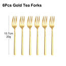 Axyaa Stainless Steel Coffee Tea Fruit Fork Set, 6/12Pcs Gold Sliverware Cake Ice Cream