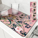 Axyaa Leopard Kitchen Drying Mat - Quick Dry Antiskid Tableware Mat
