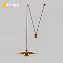 Axyaa Gold LED UFO Pendant Light - Adjustable Height Minimalist Lighting for Home Dining Room
