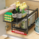 Axyaa 2 Tier Sliding Basket Organizer for Bathroom or Kitchen Storage
