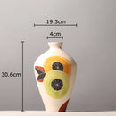 Axyaa Ceramic Vase with Artificial Fruits for Aesthetic Room Decor