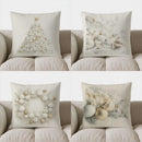 Axyaa White Christmas Tree Star Pillow Cover for Sofa Bedroom Car