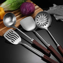 Axyaa Stainless Steel Kitchen Utensil Set - Soup Spoon, Colander, Spatula, Frying Shovel