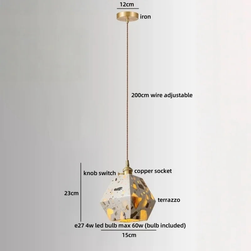 Axyaa Nordic LED Pendant Lamp Terrazzo Hanging Lights