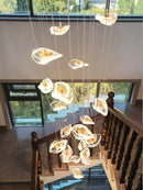 Axyaa Crystal Glass Stair Chandelier for Modern Luxury Living Room Lighting