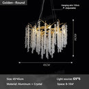 Axyaa Gold Branch Crystal LED Pendant Chandeliers for Living, Dining, Kitchen, Bedroom