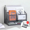 Black Desk Organizer with Drawer by Axyaa - Home Office Storage & Desktop Pen Holder