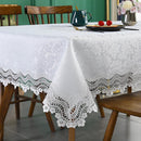 Axyaa Luxury Embroidered White Table Cloth for Elegant Dining Tables