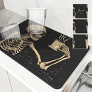 Axyaa Vintage Skull Coffee Absorbent Drying Mat for Kitchen Tables