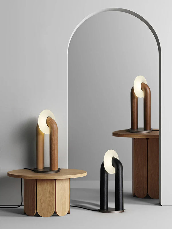 Axyaa Vintage Solid Wood Dimmable LED Table Lamps - Touch Control for Bedroom, Living Room, Study Decor