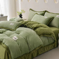 Axyaa 2024 Solid Color Milk Fleece 4-Piece Set with Wide Edge Craft & Flannel Quilt Cover