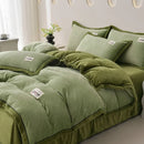 Axyaa 2024 Solid Color Milk Fleece 4-Piece Set with Wide Edge Craft & Flannel Quilt Cover