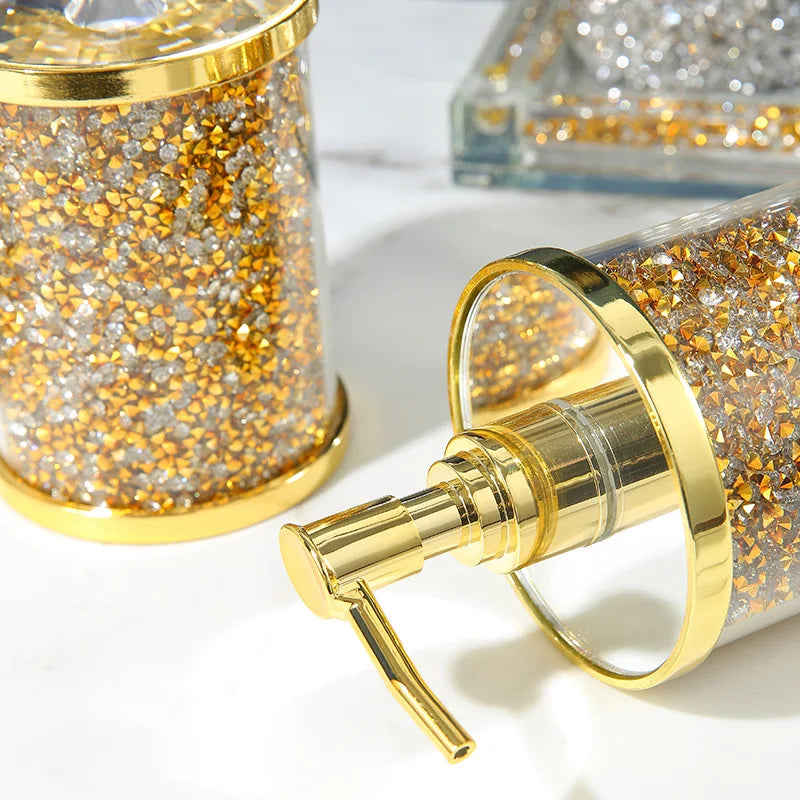Axya Gold Glitter Bathroom Accessories Set