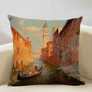 Axyaa Ocean Landscape Flower Sofa Cushion Cover Linen Pillowcase Home Decor