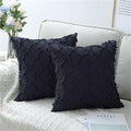 Axyaa Striped Furry Cushion Cover, Cozy Cotton Linen Pillowcase