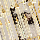 Axyaa Gold Crystal Duplex Chandelier - Rotating, Luxurious Design for Home Staircase