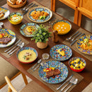 Axyaa 12/16/18/24-Piece Stoneware Dinnerware Set in Bohemian Style
