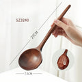 Axyaa Wooden Ramen Spoon with Long Handle, Japanese Style, Creative Turtle Shell Design