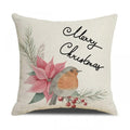Axyaa Christmas Birds Pillowcase 45X45cm Linen Cushion Cover for Sofa