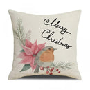 Axyaa Christmas Birds Pillowcase 45X45cm Linen Cushion Cover for Sofa