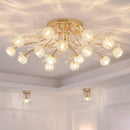 Axyaa Dendritic Crystal Ceiling Lamp: Elegant Glass Flower Light for Bedroom and Living Room