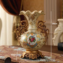 Axyaa European Resin Vase with Dried Flowers Arrangement and Wobble Plate Home Decor