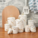 Axya Marbled Ceramic Food Storage Jar with Metal Base Rack