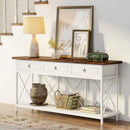 Axyaa Farmhouse Console Table with 3 Drawers & Storage Shelf