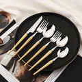 Axyaa Wooden Handle Stainless Steel Cutlery Set - 6Pcs Flatware Knife Fork Spoona