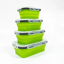 Axyaa Silicone Folding Lunch Box: Food Grade, Portable, Microwave Safe, Outdoor & Travel Friendly