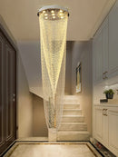 Axyaa Modern Crystal Rotating Chandelier for Duplexes and Lofts