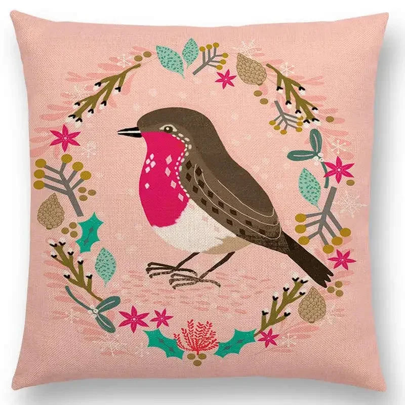 Axyaa Bird-Floral Teacup & Lepidoptera Cushion Cover for Decor & Sofa