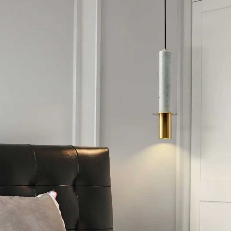 Axyaa Copper Marble LED Pendant Light Modern Design for Dining Living Room