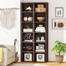 Axyaa Tall Rustic Corner Bookcase with 6 Tier Cube Shelves for Home Office