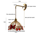 Axyaa Tiffany Butterfly Glass Wall Lamp LED Fixture with Pull Chain Switch