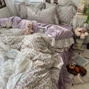 Axyaa Princess Floral Ruffles Bedding Set with Soft Duvet Cover, Bed Sheet, Pillowcases
