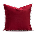 Axyaa Red White Pompom Ball Cushion Covers - Christmas Classical Design