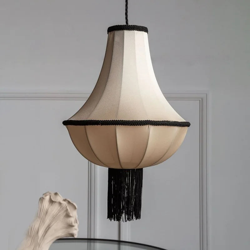 Axya Cream Style Chandelier Fabric Pendant Lamp