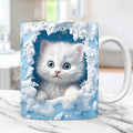 Axyaa Wall Cat Coffee Mug - Kitty Lover Friends Gift