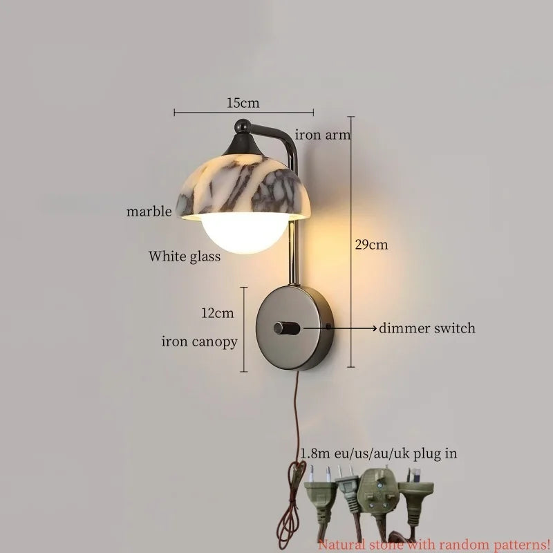 Axyaa Nordic LED Wall Sconce Marble Iron Modern Interior Lighting