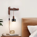 Axyaa Mid Century Modern LED Wall Light - Black Travertine Folding Bedside Lamp