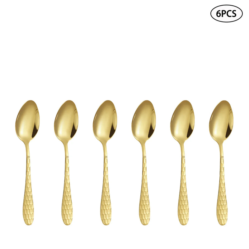 Axyaa Gold Stainless Steel Cutlery Set for Family & Restaurants, 24pcs