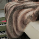 Axyaa Luxury Fox Fur Plaid Blanket for High-End Home Decoration