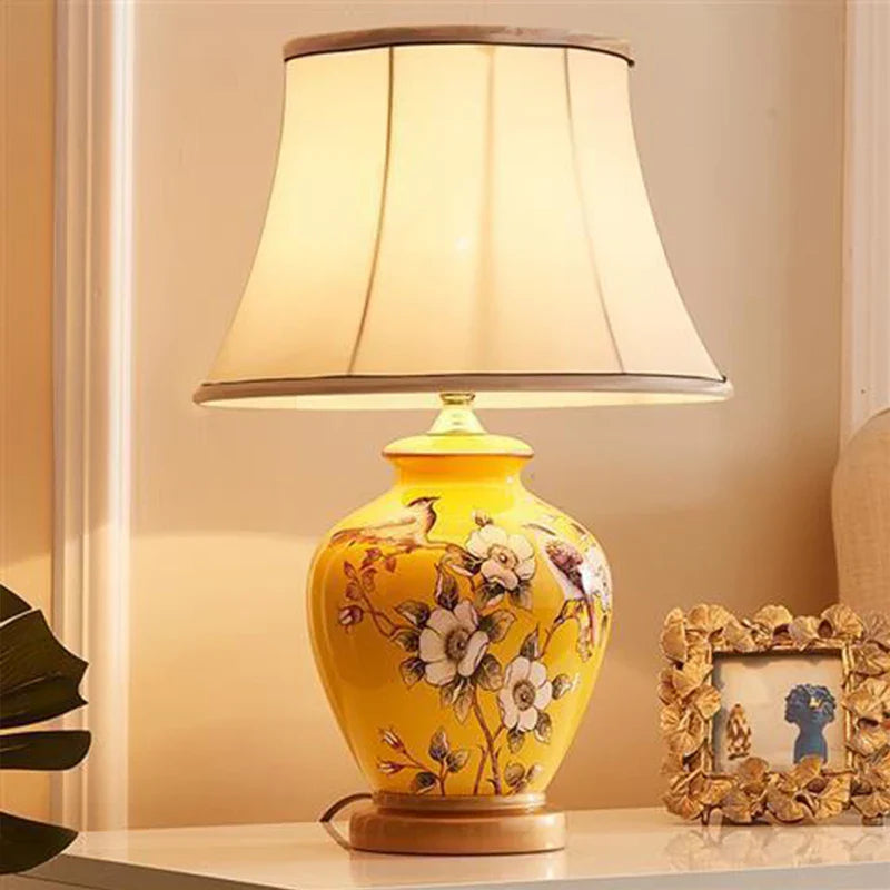 Axyaa Luxury Ceramic LED Table Lamp with Modern Flower Design