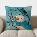 Axyaa Joyful Snowman Candy Cane Pillow Cover