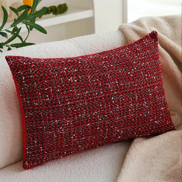 Axyaa Red Knitted Wool Cushion Cover for Christmas Party Home Decor