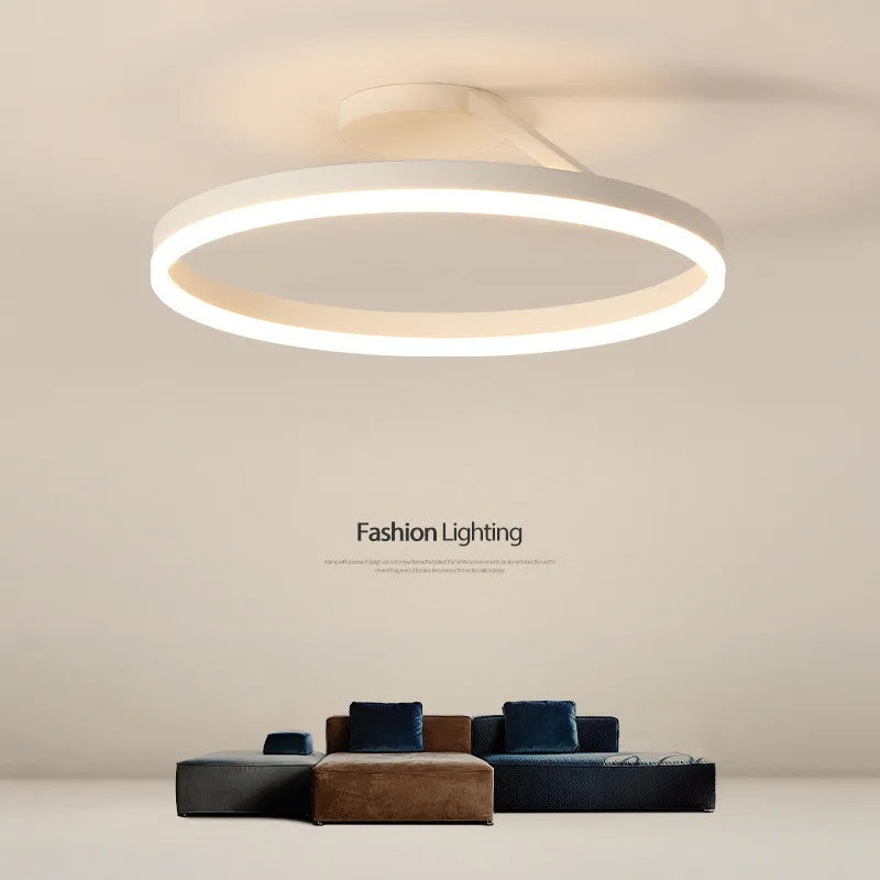Axyaa Nordic Minimalism LED Ceiling Chandelier White Black Aluminum Lamps