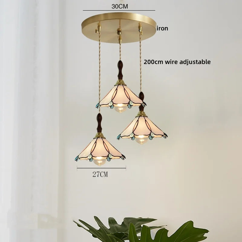 Axyaa Modern Pink Glass LED Pendant Lights Copper Hanging Lamp for Home Decor