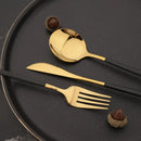 Axyaa Black Gold Stainless Steel Dinnerware Cutlery Set for Dining, Wedding & Restaurant